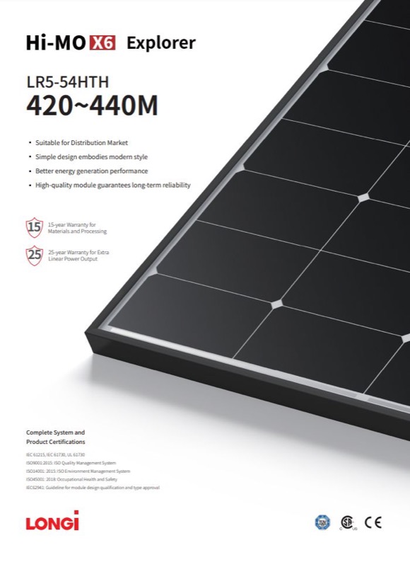 Modulo fotovoltaico Longi Solar 500W HIH -  - Tutto per