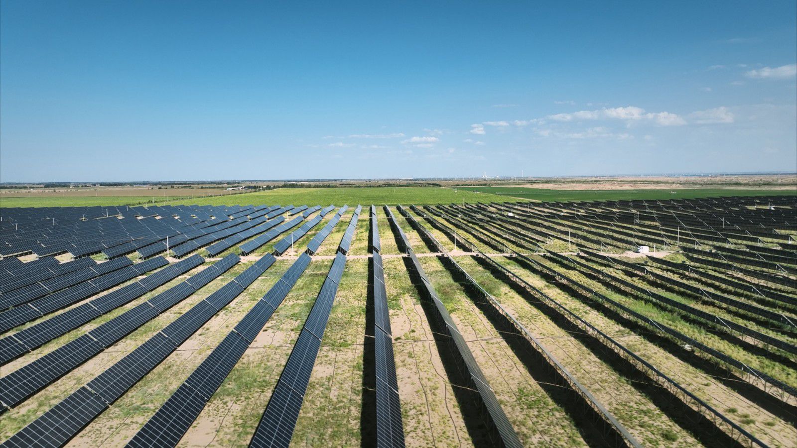 在内蒙古磴口，采用“光伏+治沙+种植”模式和隆基光伏组件的国华磴口100兆瓦光伏治沙储能竞价项目，既能发电、防风固沙，也能带来经济效益。