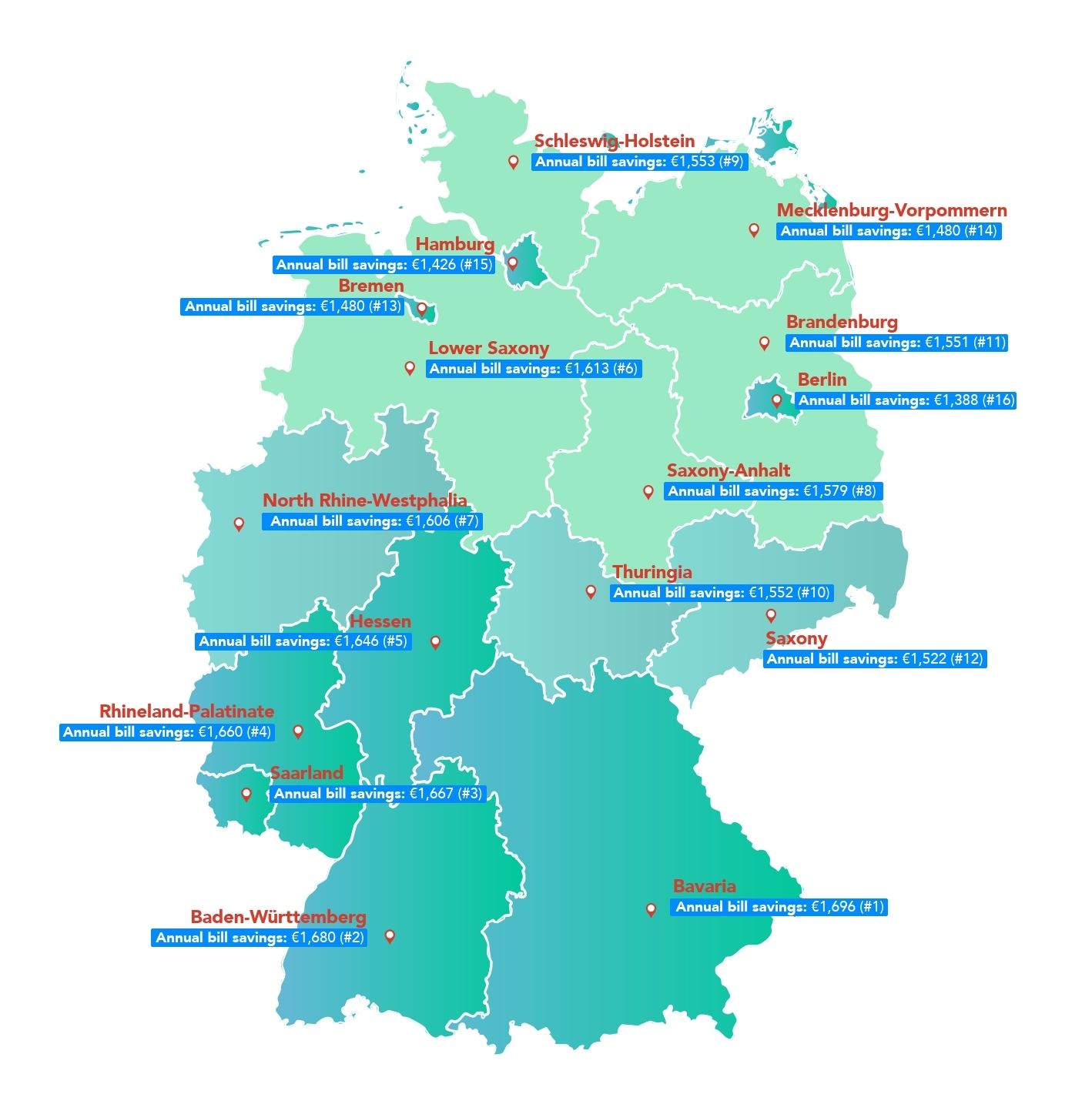 Germany's sunlight salary map by state. Copyright: GreenSketch